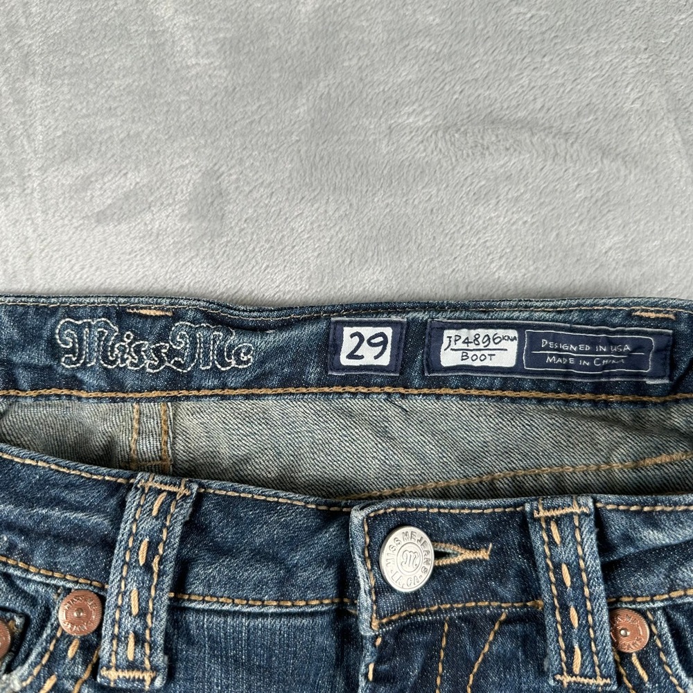 Miss Me Bootcut Jeans Womens 29 Blue Low-Rise Western Y2K Cowgirl Boho McBling - Picture 3 of 11